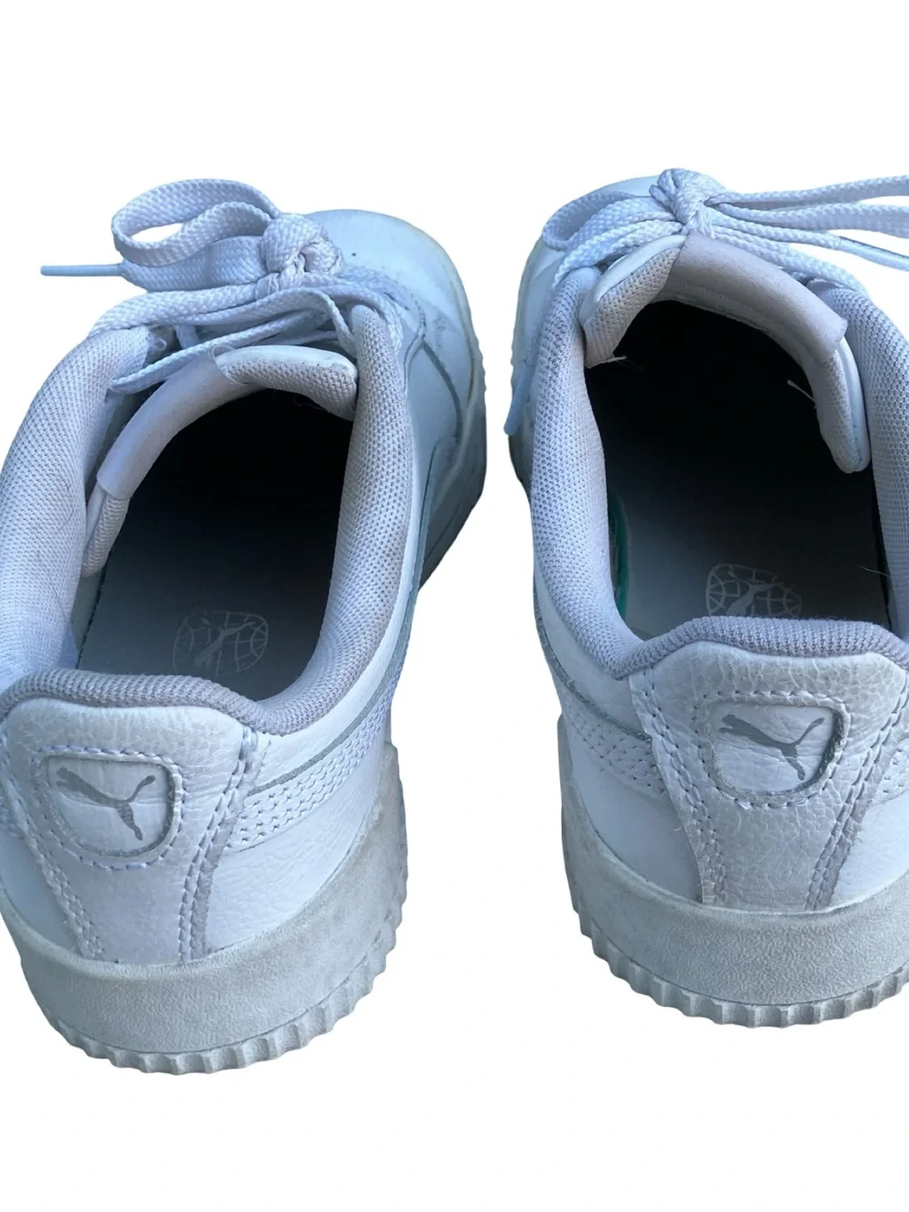 Puma Carina White Platform Sneakers Women's Size 7 Leather Low Top Casual style